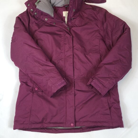 LL Bean Womens Goose Down Baxter State Parka Jacket Faux Fur Trim Removable Hood - Picture 2 of 13